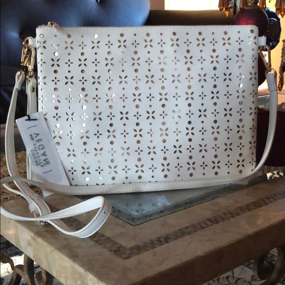 White and Gold side purse